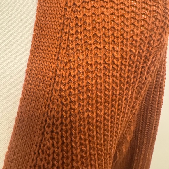 Pinque Rust Cardigan Small NWT | Open-Front X-Back Cozy Statement Layer - Picture 3 of 7